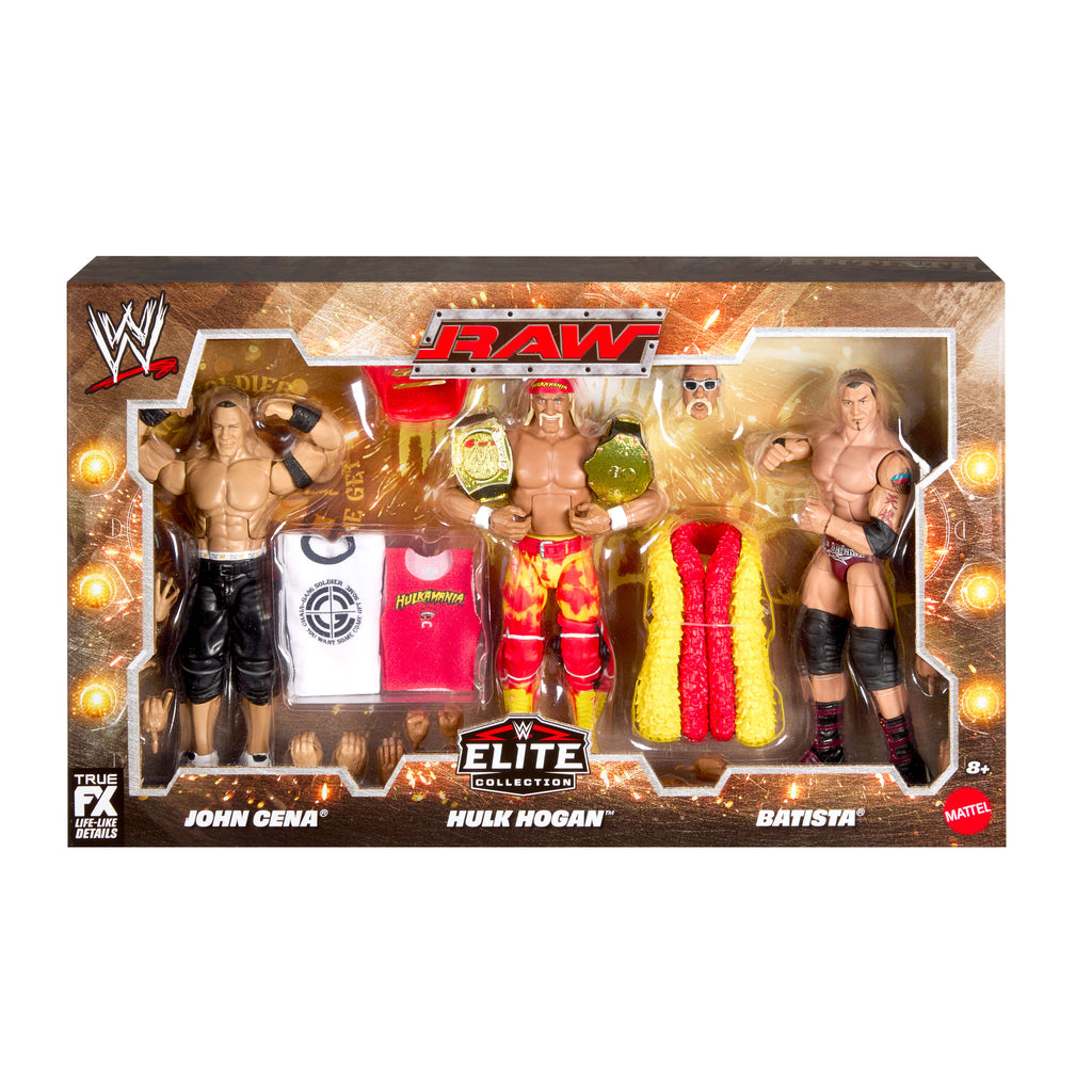 WWE Elite Collection John Cena, Hulk Hogan, and Batista Action Figure 3-Pack