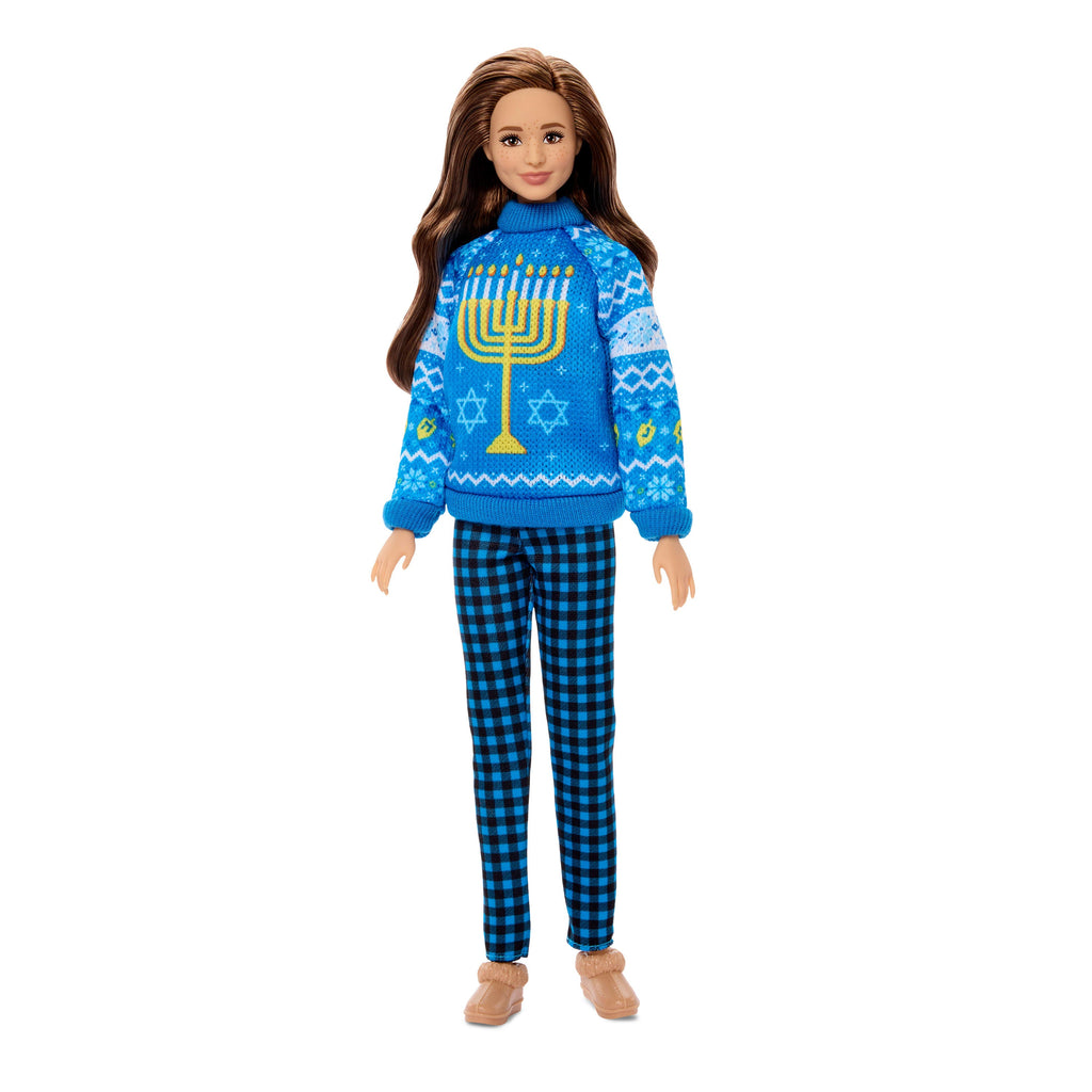 Barbie Holiday Sweater Doll with Brunette Wavy Hair