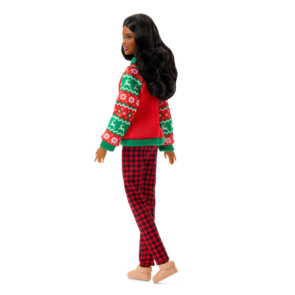 Barbie Holiday Sweater Doll with Long Brunette Hair