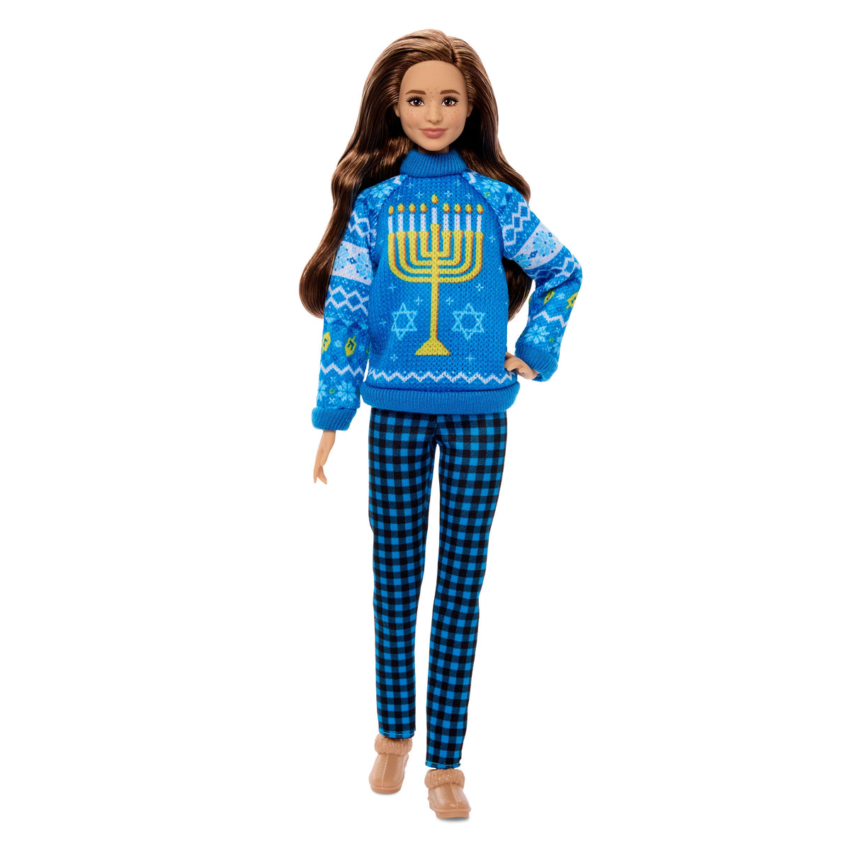 Barbie Holiday Sweater Doll with Brunette Wavy Hair