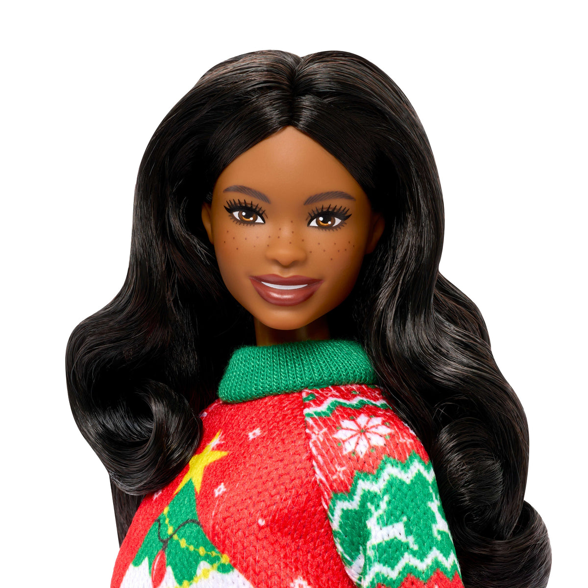 Barbie Holiday Sweater Doll with Long Brunette Hair