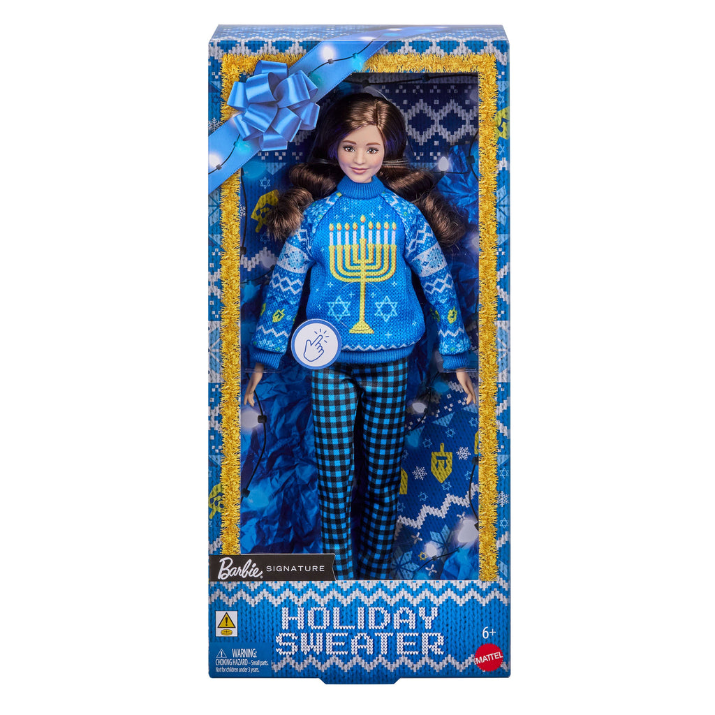 Barbie Holiday Sweater Doll with Brunette Wavy Hair