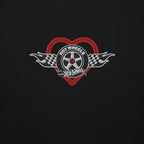 Hot Wheels Checkered Hearts Embroidered Black Hoodie