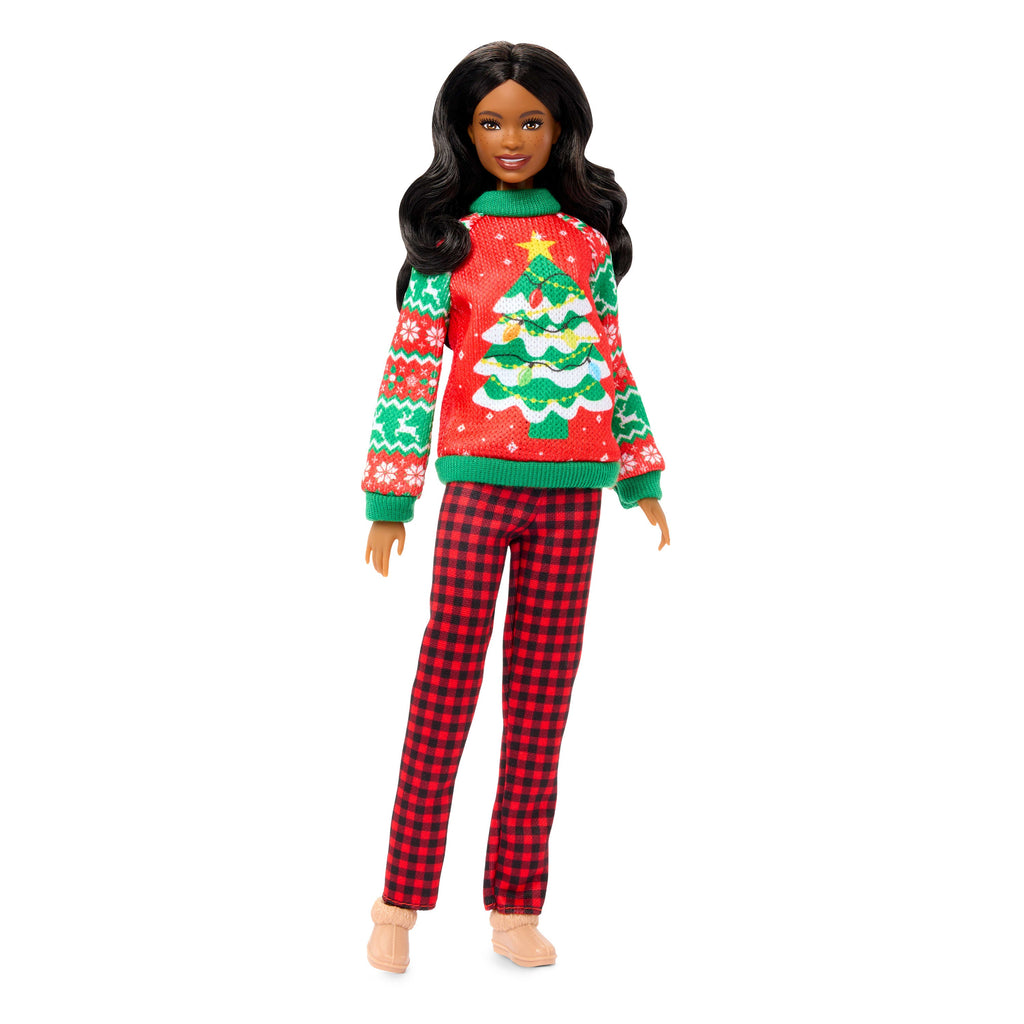 Barbie Holiday Sweater Doll with Long Brunette Hair