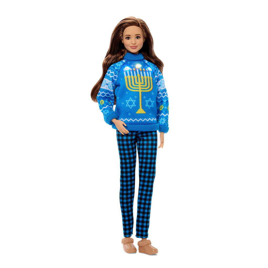 Barbie Holiday Sweater Doll with Brunette Wavy Hair