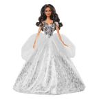 2021 Holiday Barbie Doll, Brunette Curly Hair