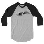 Hot Wheels Outline Logo 3/4 Sleeve Grey and Black Raglan Shirt