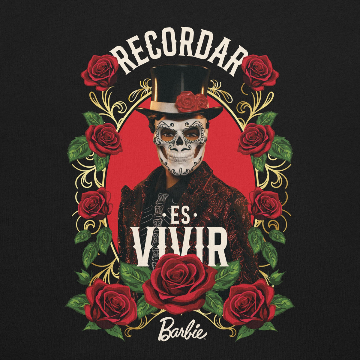 Barbie Día de Muertos Ken Recordar es Vivir Black T-shirt