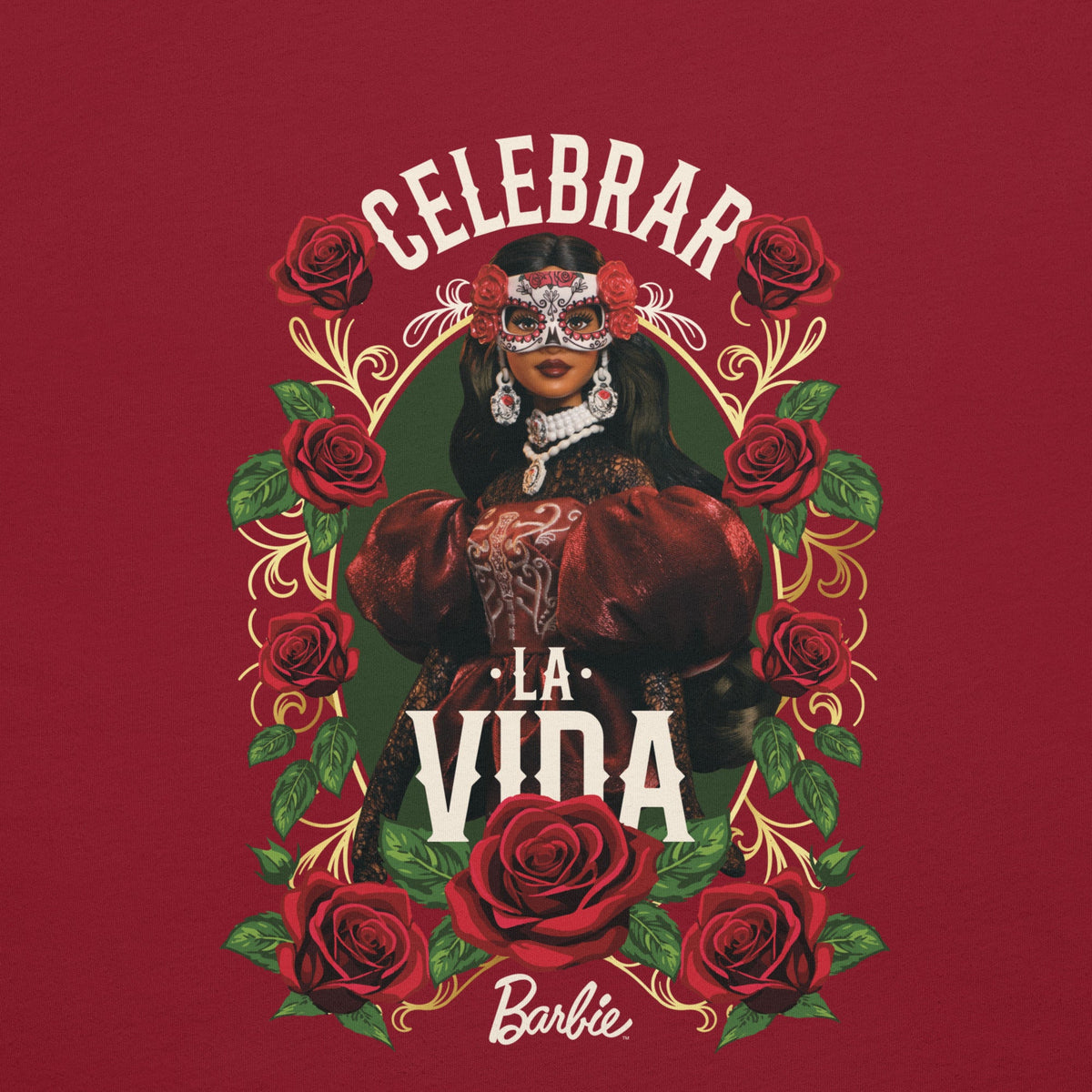 Barbie Día de Muertos Celebrar La Vida Red T-shirt