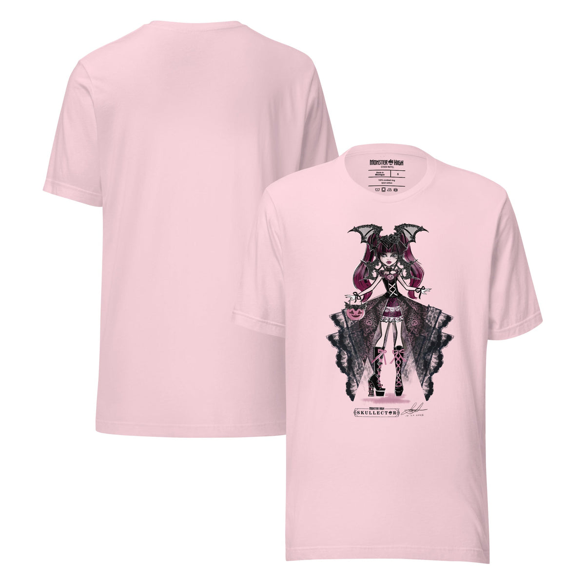 Monster High Draculaura Halloween Edition Art by Annalise Lao Pink T-shirt
